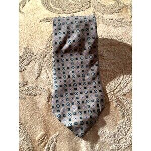 Vintage 70s Tie 1960s Beige Green Gray Silk Guy Laroche Heritage Necktie